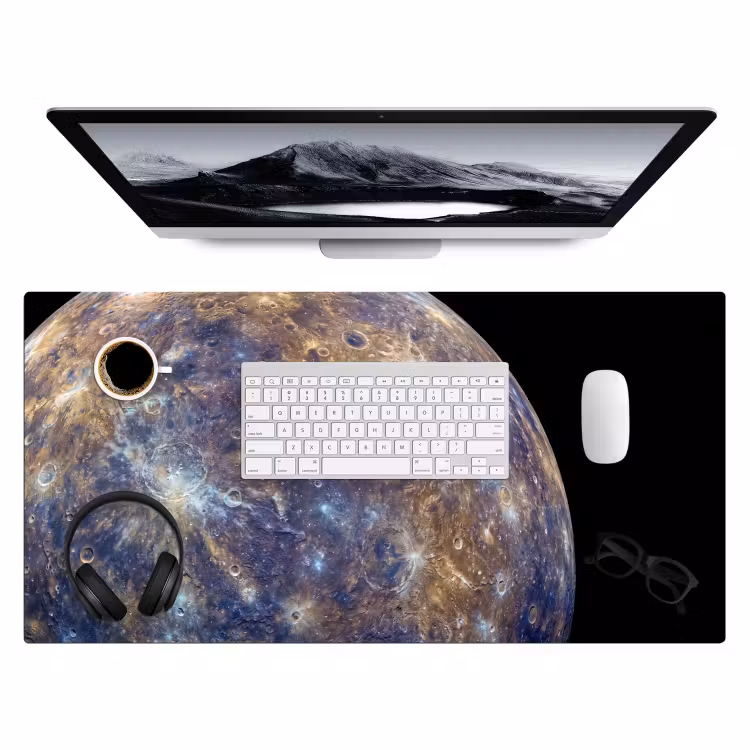 Bureau onderlegger - Planeet - Kraters - Ruimte - Planeet - Kraters - Ruimte Muismat XXL klein