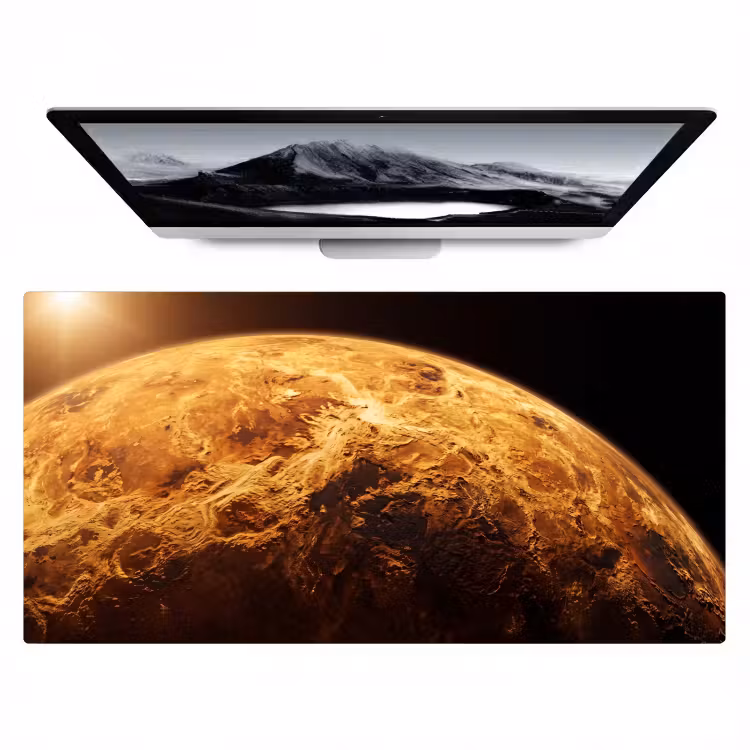 Bureau onderlegger - Planeet - Ruimte - Oranje - Planeet - Ruimte - Oranje Muismat XXL klein