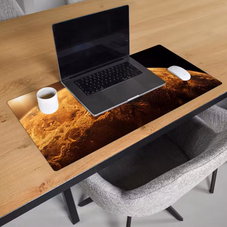 Bureau onderlegger - Planeet - Ruimte - Oranje - Planeet - Ruimte - Oranje Muismat XXL klein