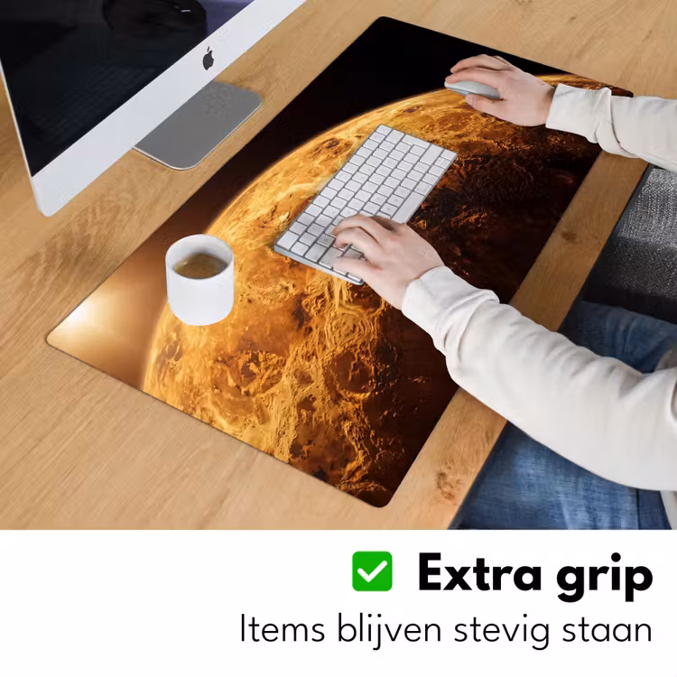 Bureau onderlegger - Planeet - Ruimte - Oranje - Planeet - Ruimte - Oranje Muismat XXL klein
