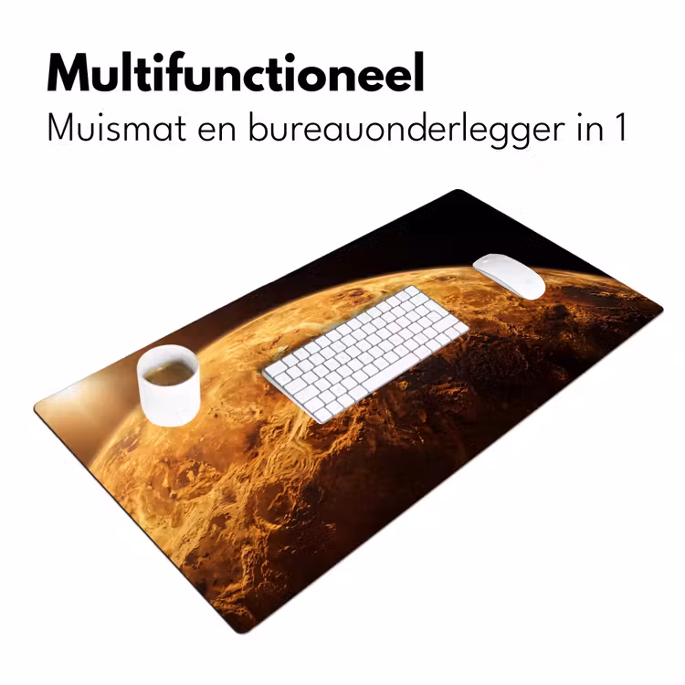 Bureau onderlegger - Planeet - Ruimte - Oranje - Planeet - Ruimte - Oranje Muismat XXL klein