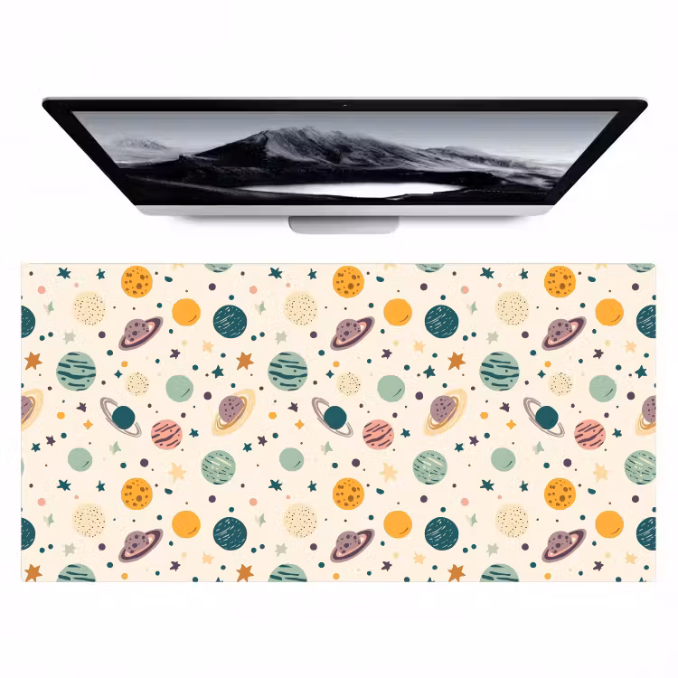 Planeten - Retro - Kleurrijk Muismat XXL klein 681 -zzz3d