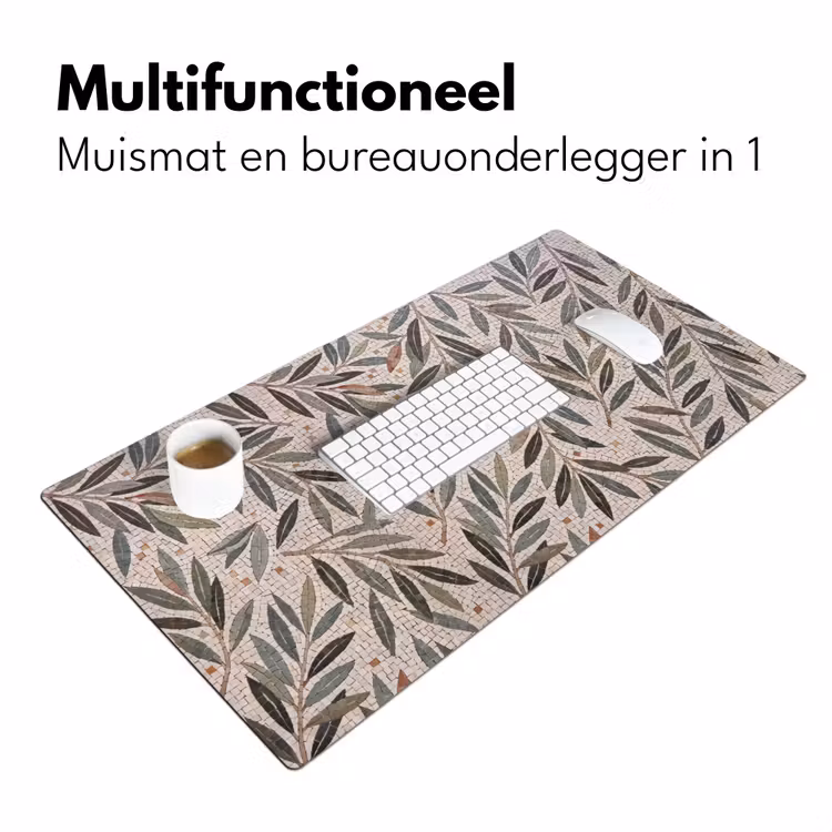 Plant - Blad - Mozaïek - Groen Muismat XXL klein -sfeer4