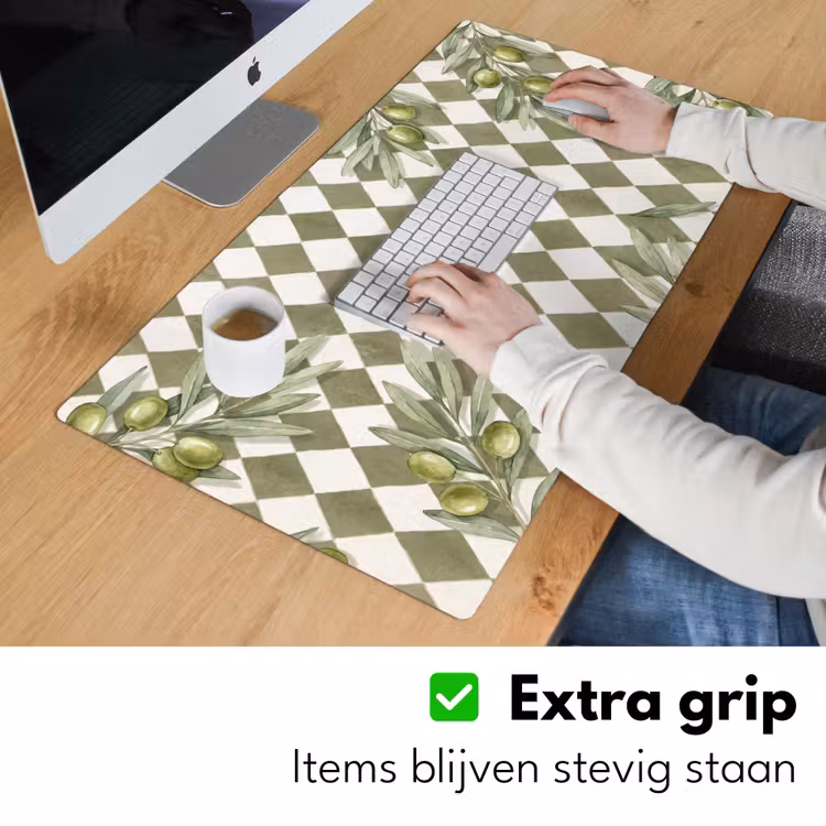 Plant - Olijftakken - Waterverf - Mediterraan - Groen Muismat XXL klein -sfeer3