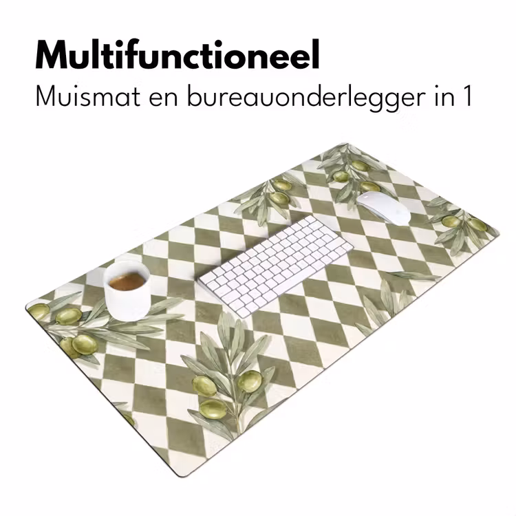 Plant - Olijftakken - Waterverf - Mediterraan - Groen Muismat XXL klein -sfeer4