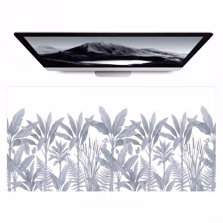 Planten - Bladeren - Natuur - Grijs Muismat XXL klein -zzz3d