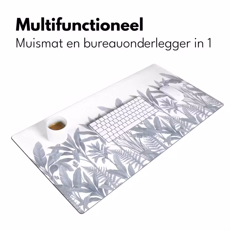 Planten - Bladeren - Natuur - Grijs Muismat XXL klein -sfeer4