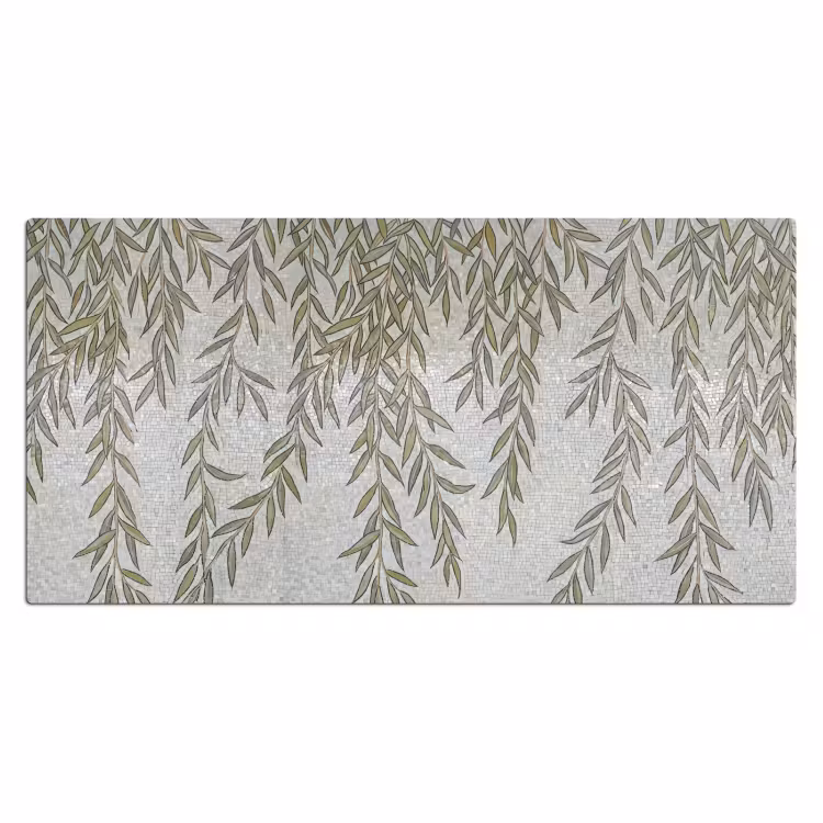 Planten - Mozaïek - Patroon - Groen - Blauw Muismat XXL klein -3d_leeg