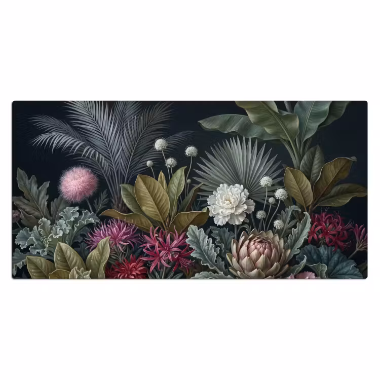 Planten - Tropisch - Botanisch - Donker - Groen Muismat XXL klein -3d_leeg