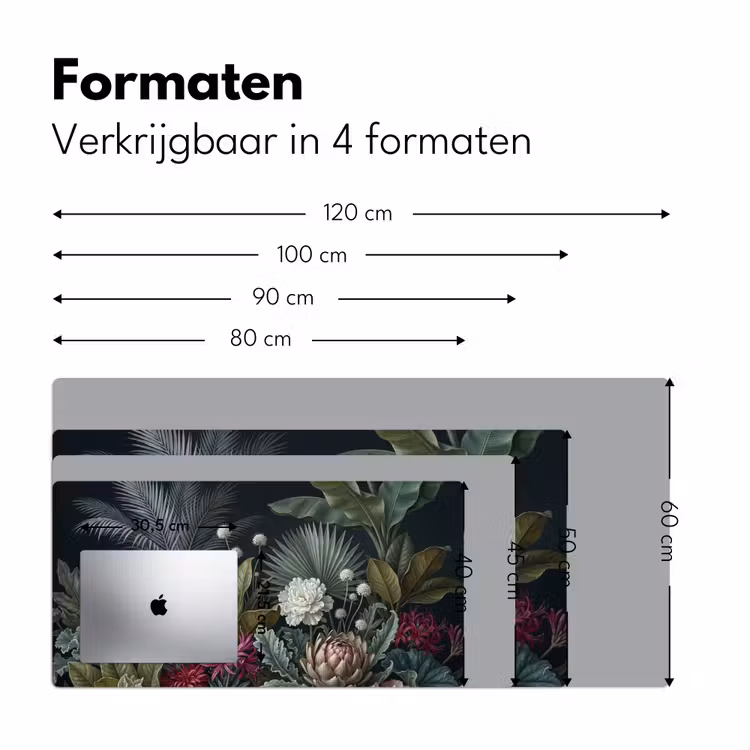 Planten - Tropisch - Botanisch - Donker - Groen Muismat XXL klein -sfeer5