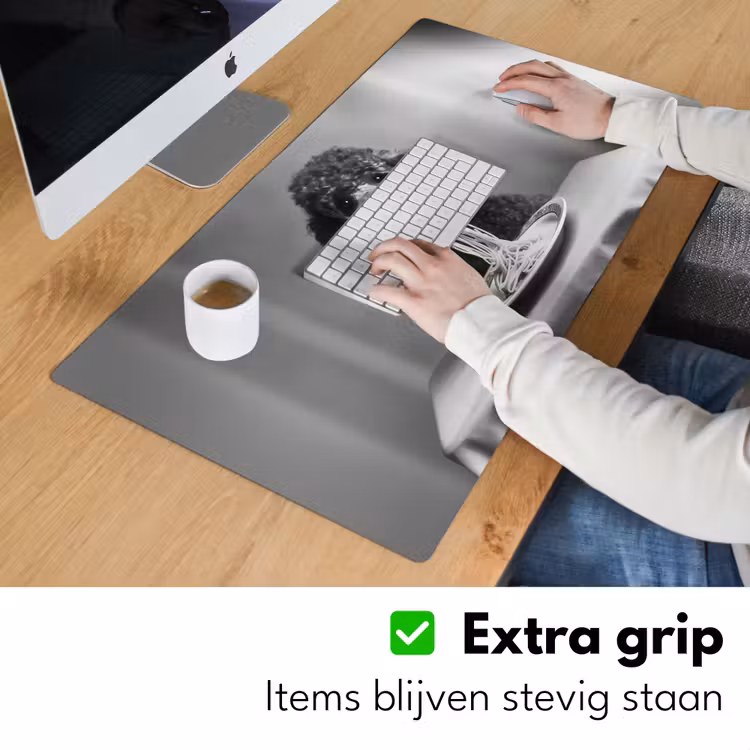 Poedel - Hond - Zwart - Wit - Schattig - Pasta Muismat XXL klein -sfeer3