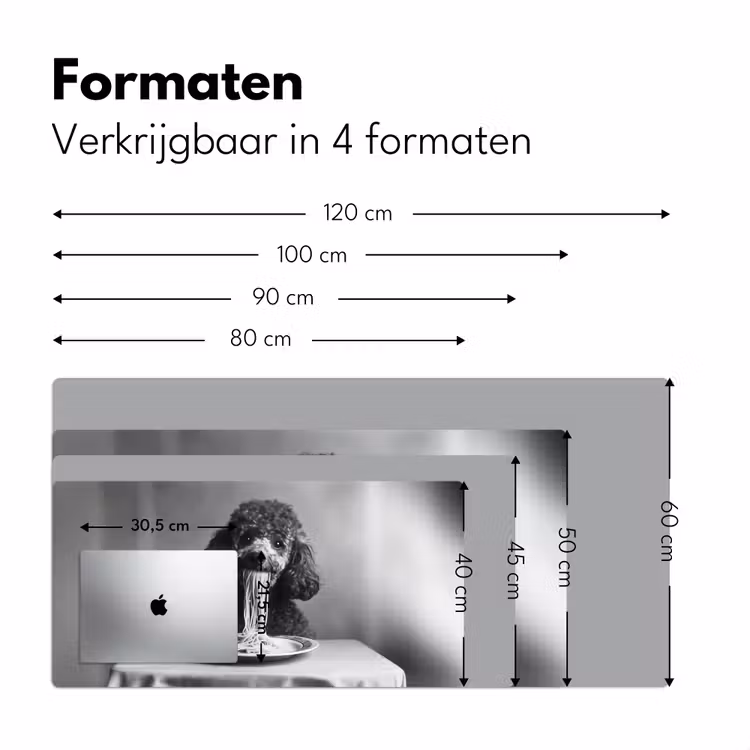 Poedel - Hond - Zwart - Wit - Schattig - Pasta Muismat XXL klein -sfeer5