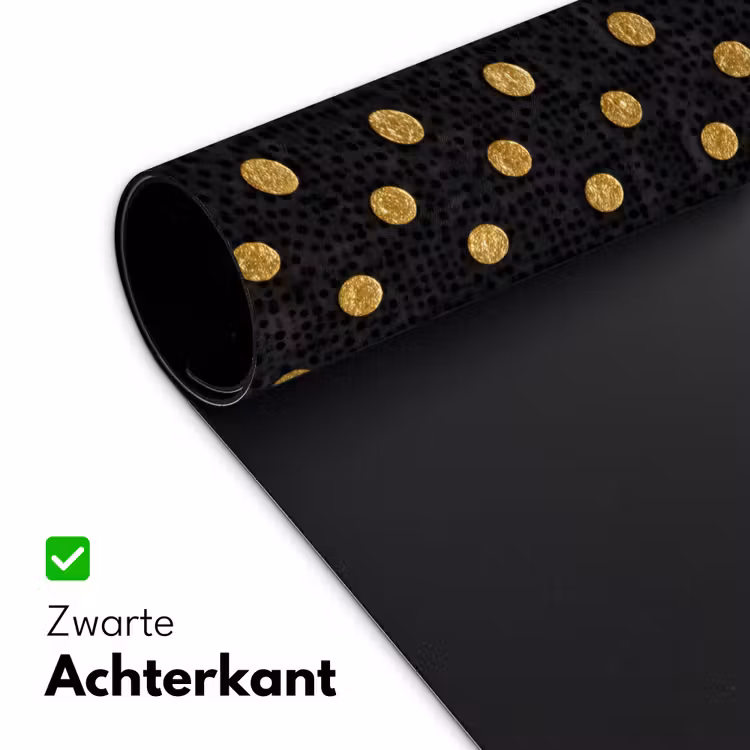 Polka Dot - Stippen - Goud - Zwart Muismat XXL klein 681 -sfeer2