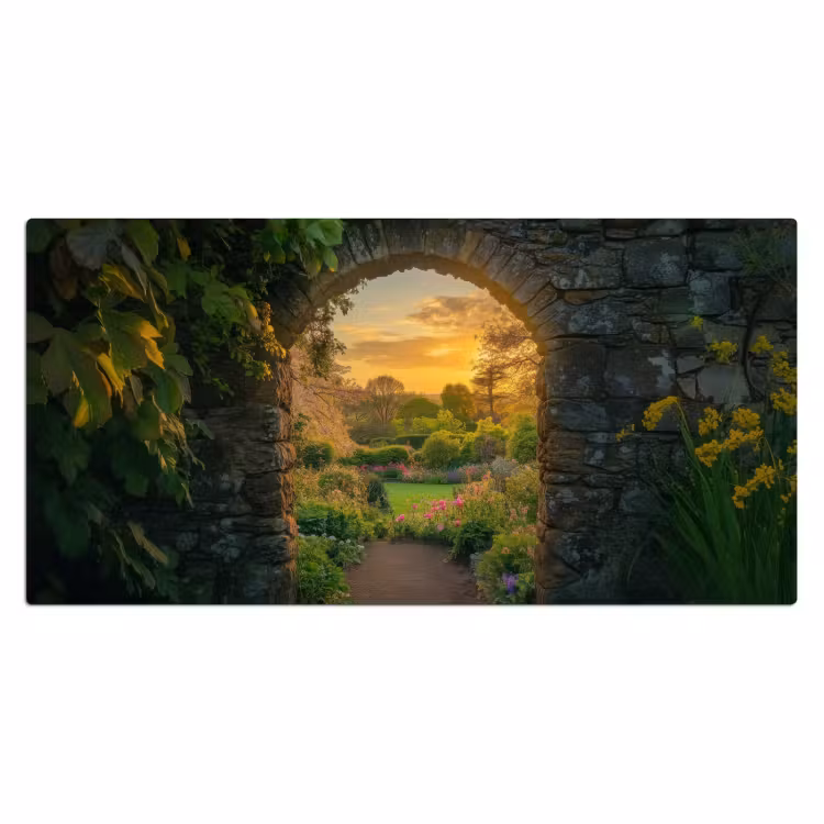 Poort - Planten - Zonsondergang Muismat XXL klein -3d_leeg