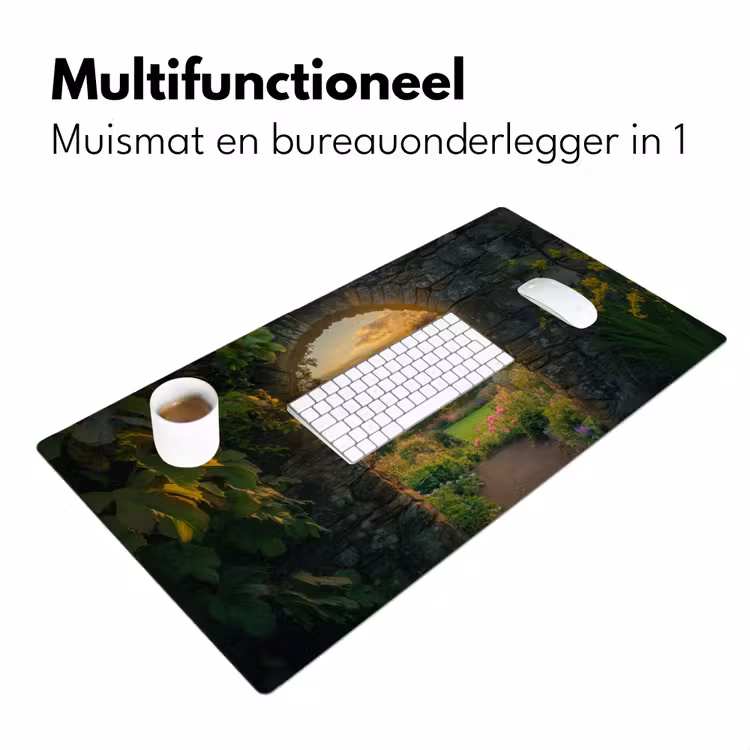 Poort - Planten - Zonsondergang Muismat XXL klein -sfeer4