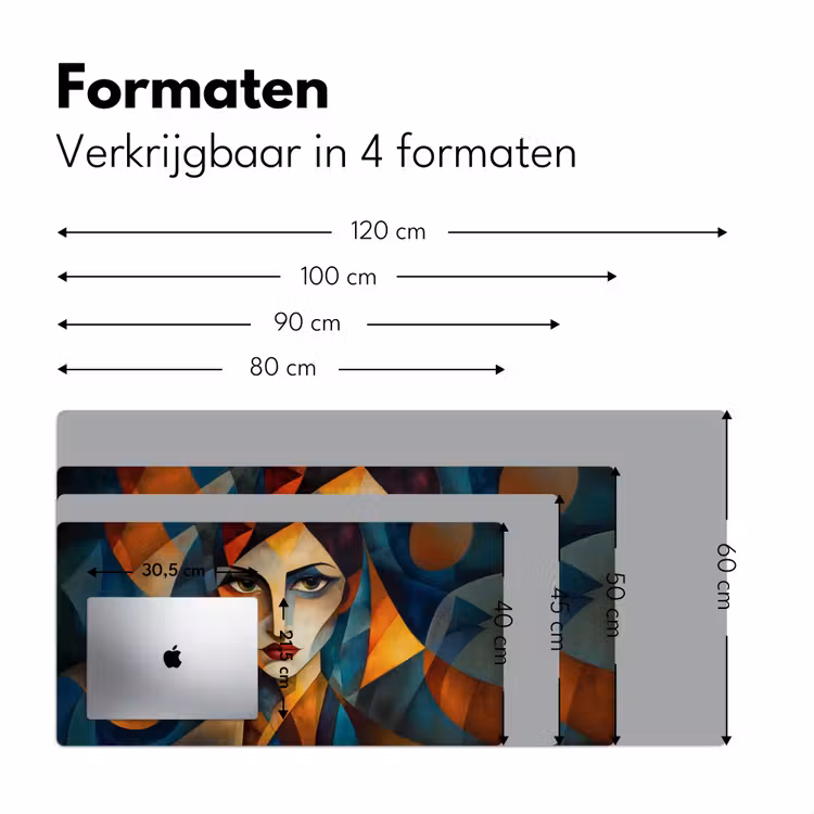 Portret - Abstract - Vormen Muismat XXL klein -sfeer5