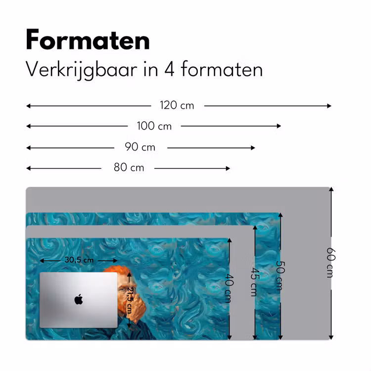 Portret - Klassiek - Blauw Muismat XXL klein -sfeer5