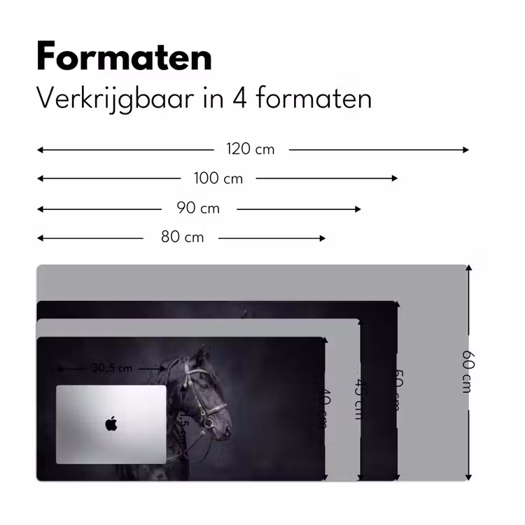 Portret - Paard - Donker Muismat XXL klein -sfeer5