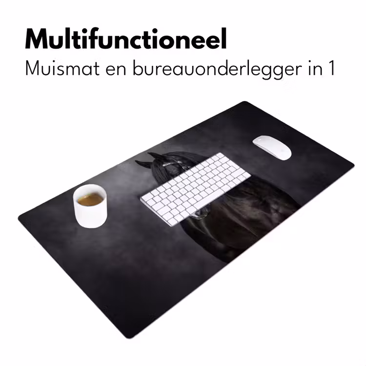 Portret - Paard - Zwart Muismat XXL klein -sfeer4