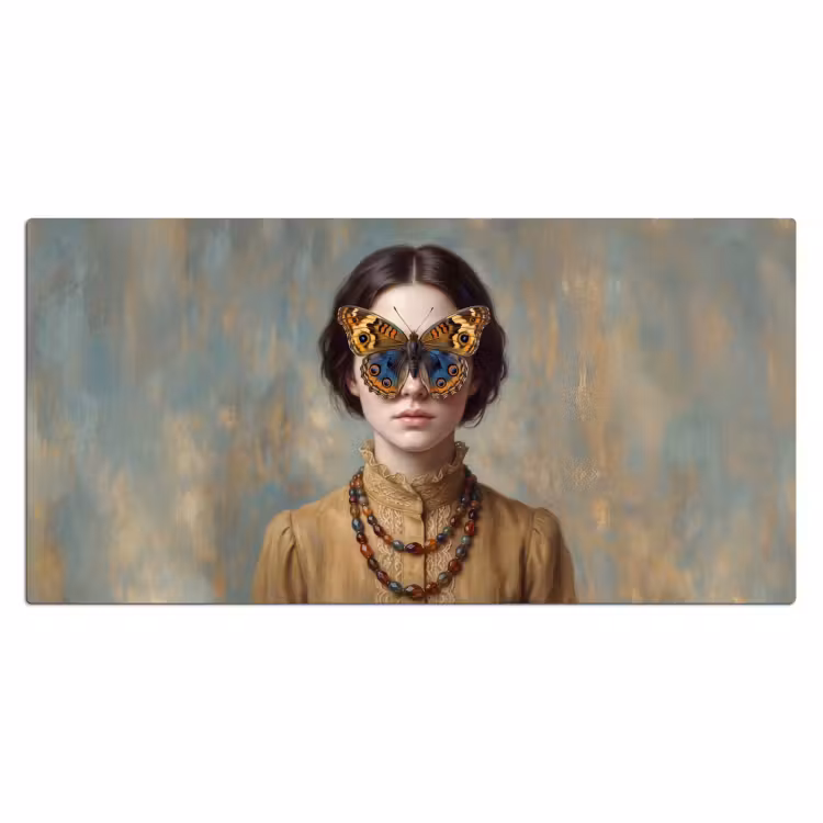 Portret - Vlinder - Kleurrijk Muismat XXL klein -3d_leeg
