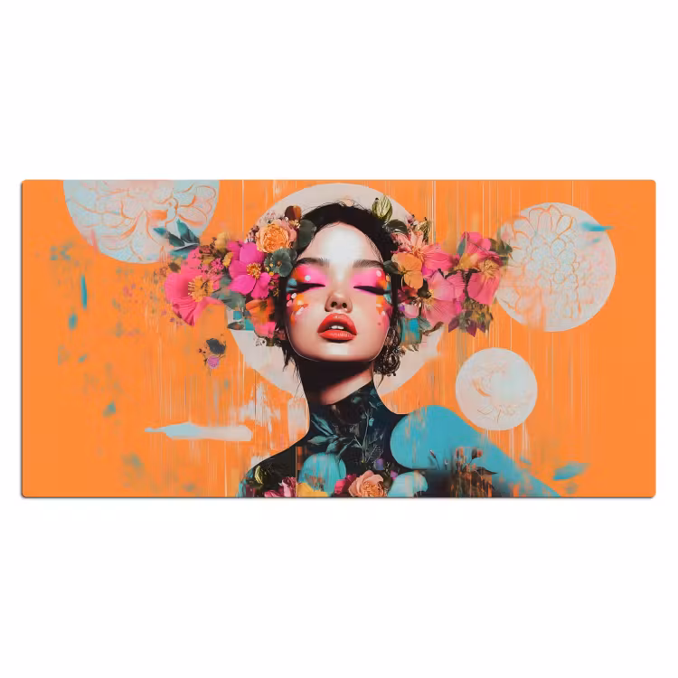 Portret - Vrouw - Abstract - Bloemen Muismat XXL klein -3d_leeg