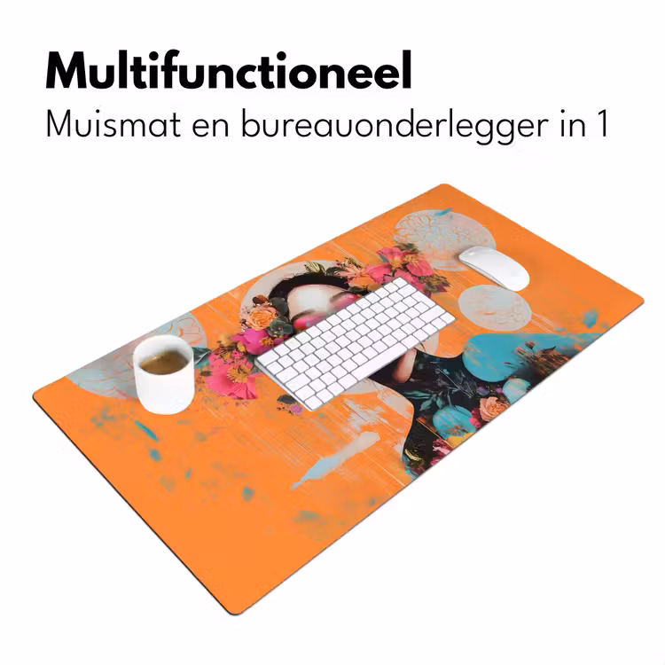 Portret - Vrouw - Abstract - Bloemen Muismat XXL klein -sfeer4