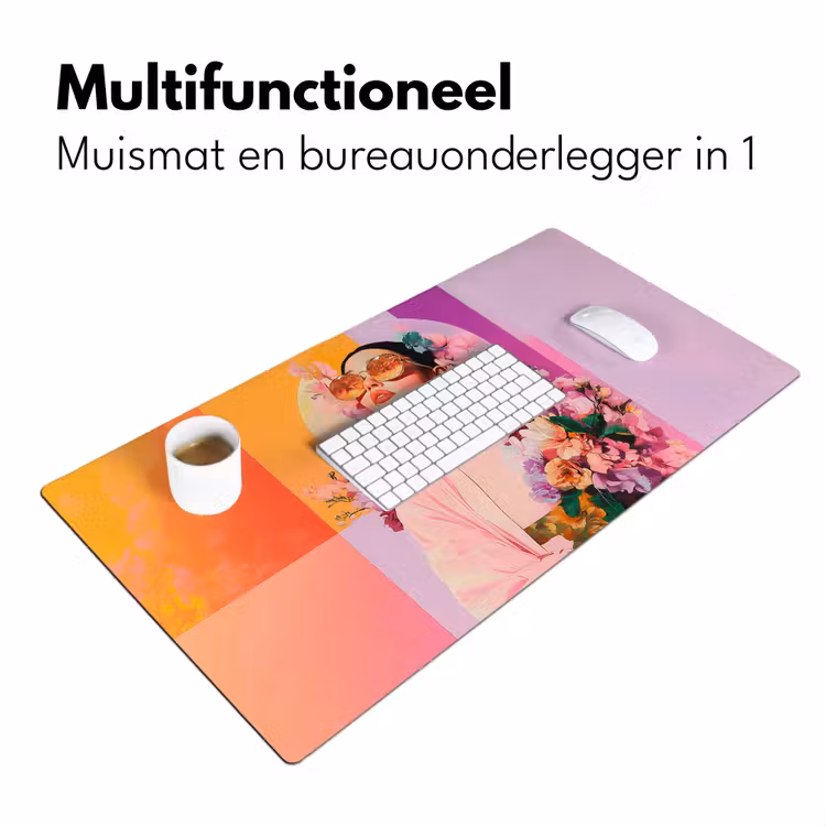 Portret - Vrouw - Abstract - Bloemen Muismat XXL klein -sfeer4