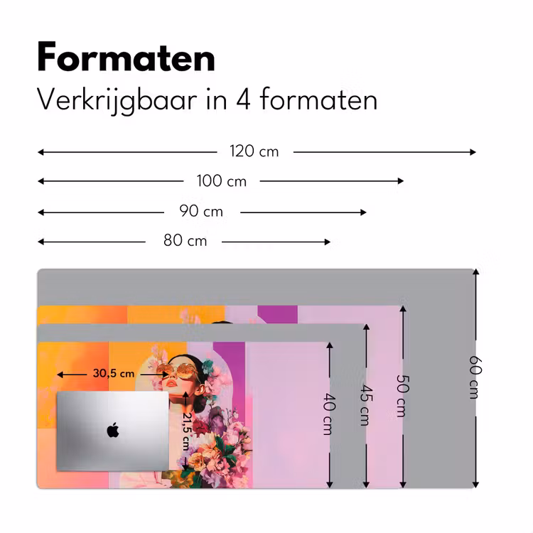 Portret - Vrouw - Abstract - Bloemen Muismat XXL klein -sfeer5