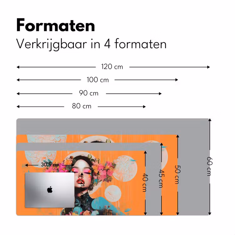 Portret - Vrouw - Abstract - Bloemen Muismat XXL klein -sfeer5