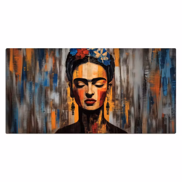 Portret - Vrouw - Bloemen Muismat XXL klein -3d_leeg