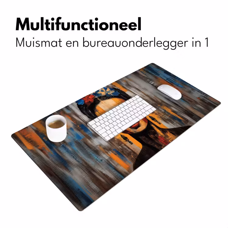 Portret - Vrouw - Bloemen Muismat XXL klein -sfeer4
