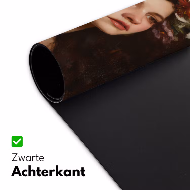 Portret - Vrouw - Bloemen Muismat XXL klein -sfeer2