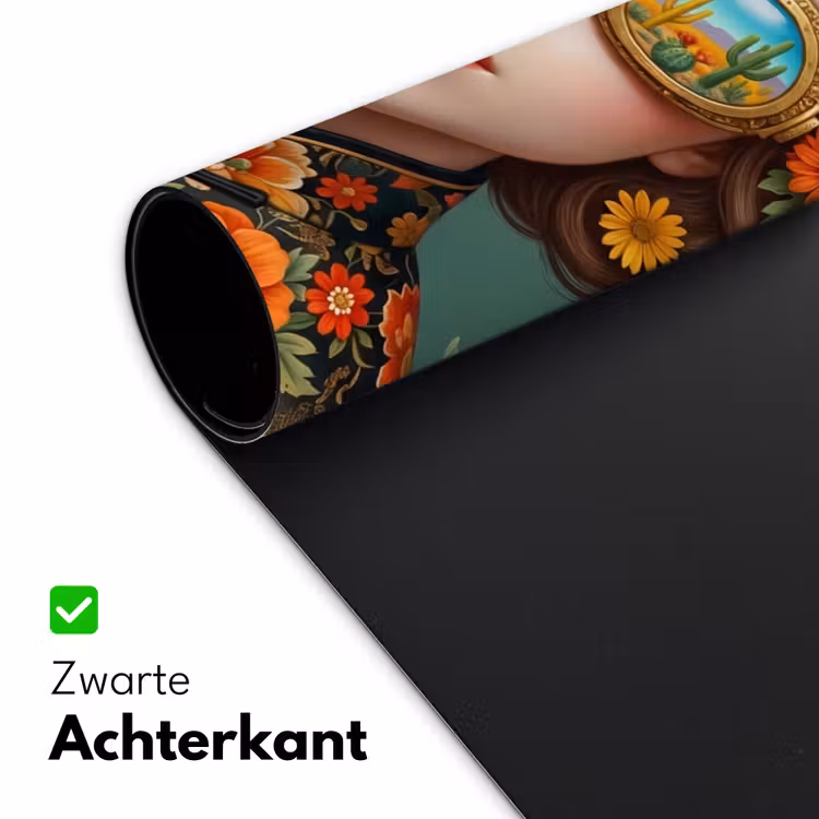 Portret - Vrouw - Kleurrijk - Expressief Muismat XXL klein -sfeer2