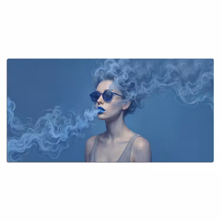 Portret - Zonnebril - Rook - Abstract - Blauw Muismat XXL klein -3d_leeg