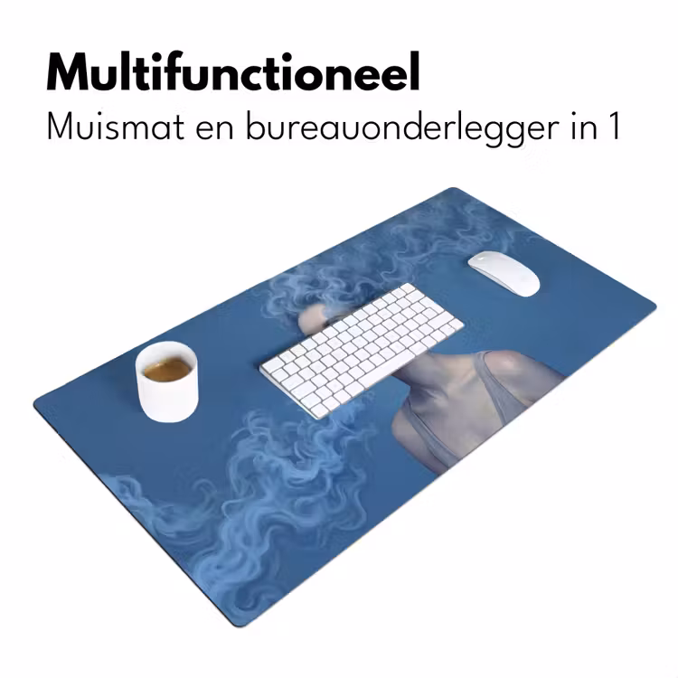 Portret - Zonnebril - Rook - Abstract - Blauw Muismat XXL klein -sfeer4