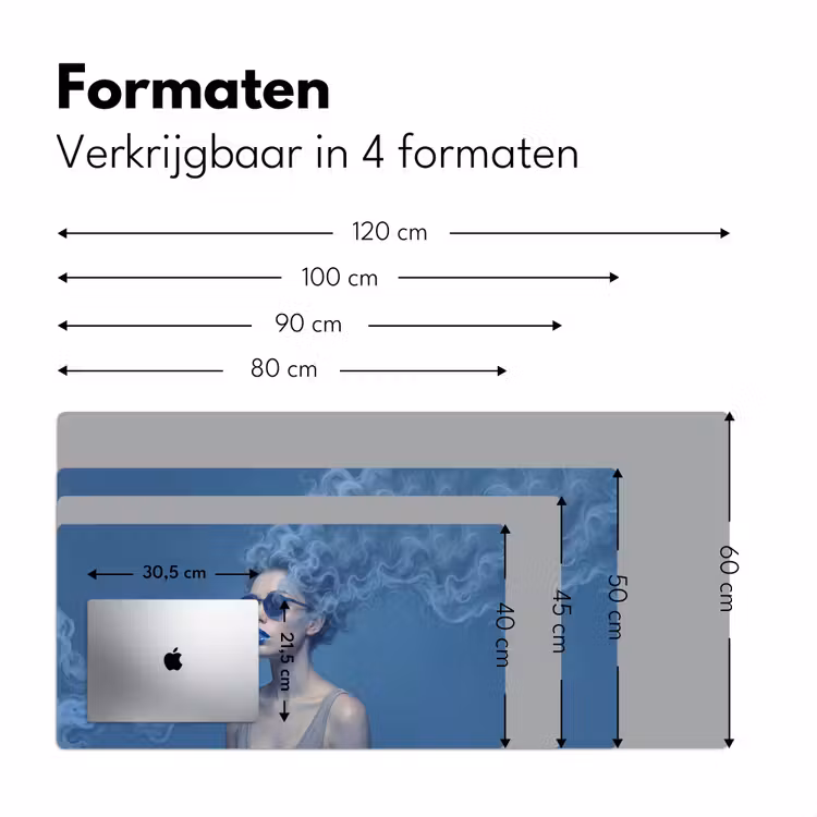 Portret - Zonnebril - Rook - Abstract - Blauw Muismat XXL klein -sfeer5