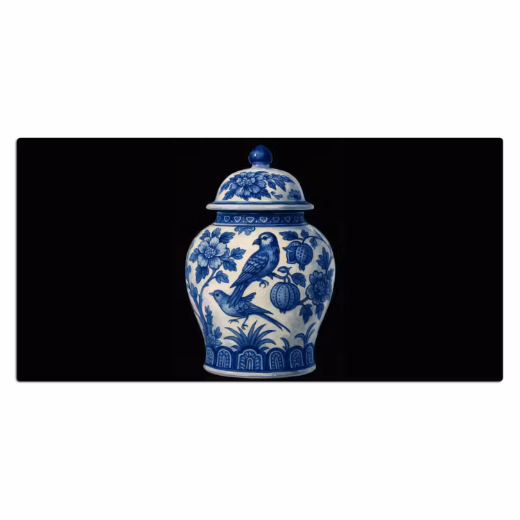 Pot - Delfts Blauw - Bloemen Muismat XXL klein -3d_leeg