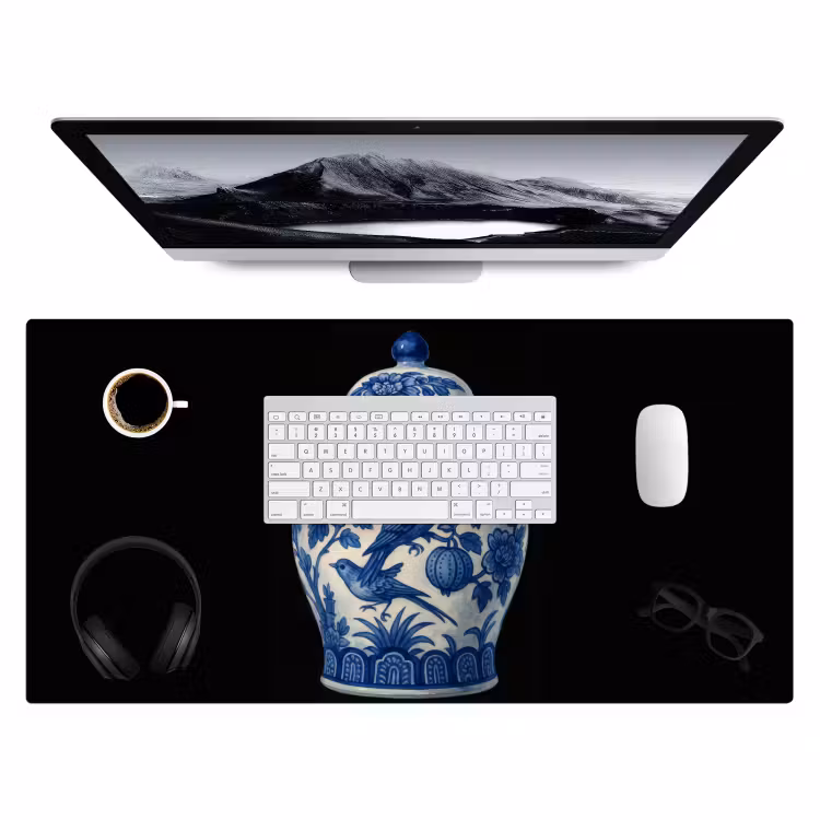 Pot - Delfts Blauw - Bloemen Muismat XXL klein -3d