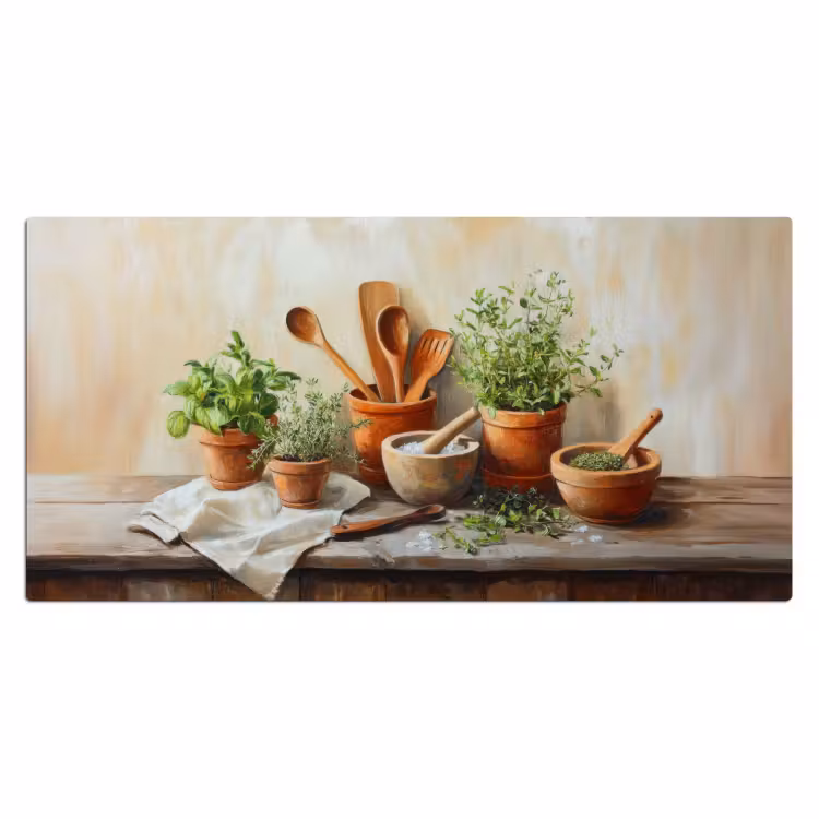 Potten - Kruiden - Hout Muismat XXL klein -3d_leeg