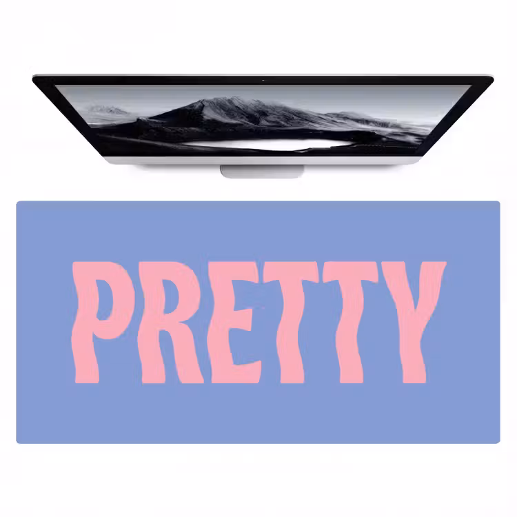 Pretty - Roze - Blauw - Golvend Muismat XXL klein -zzz3d