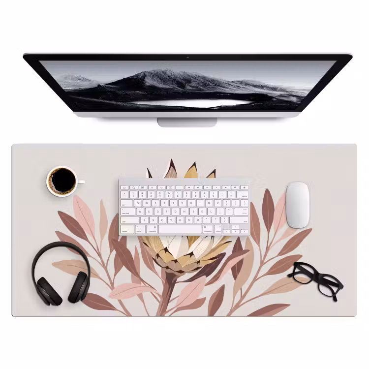 Protea - Bloem - Botanisch - Beige Muismat XXL klein -3d