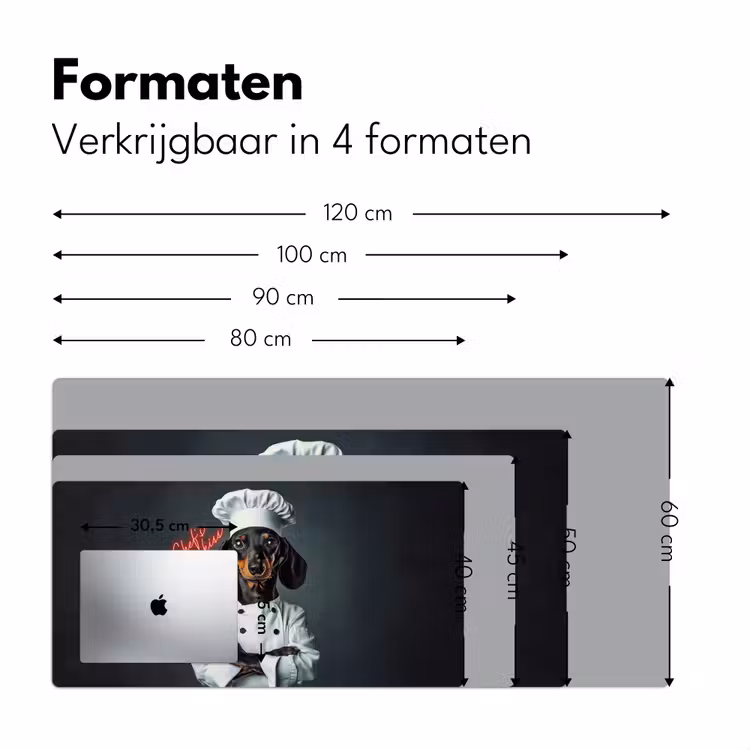 Quote - Neon - Hond - Kokskleding Muismat XXL klein -sfeer5