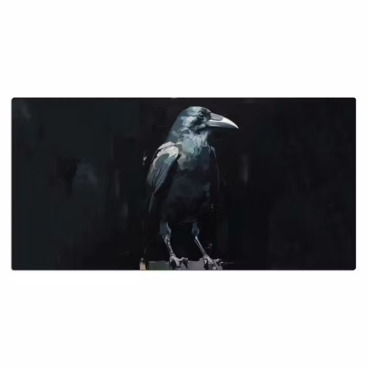 Raaf - Vogels - Zwart Muismat XXL klein -3d_leeg