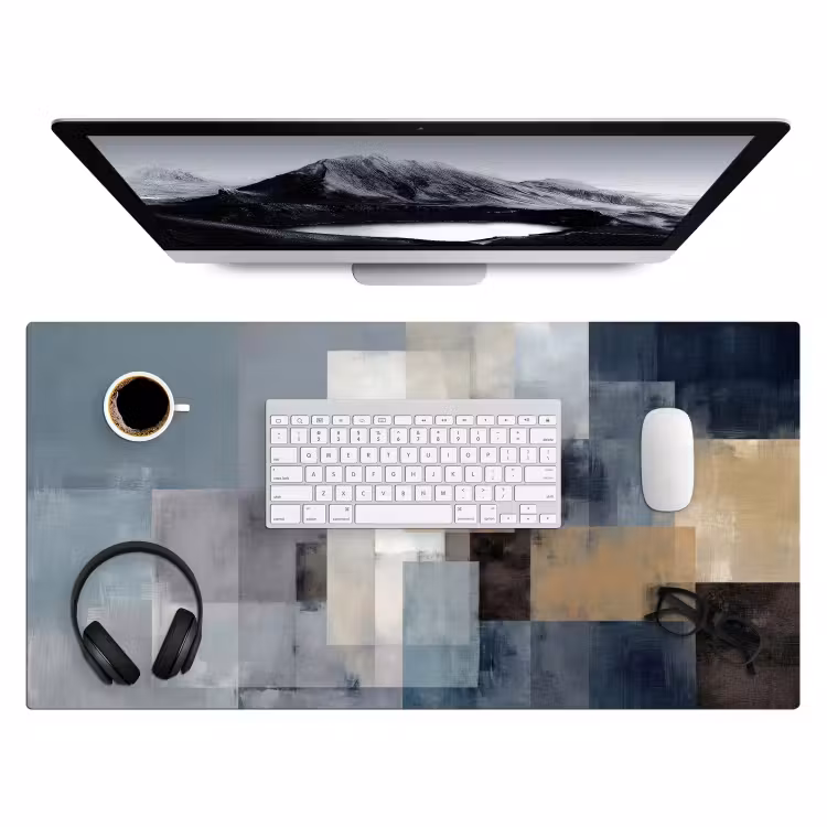 Rechthoeken - Abstract - Blauw Muismat XXL klein -3d