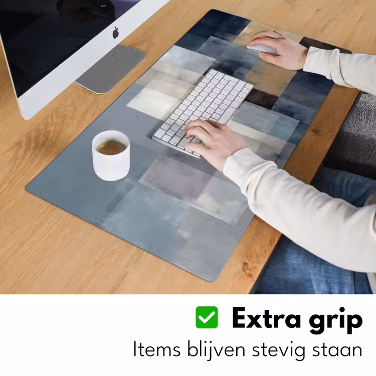 Rechthoeken - Abstract - Blauw Muismat XXL klein -sfeer3