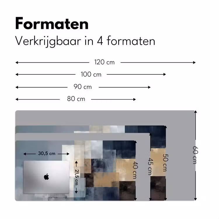 Rechthoeken - Abstract - Blauw Muismat XXL klein -sfeer5