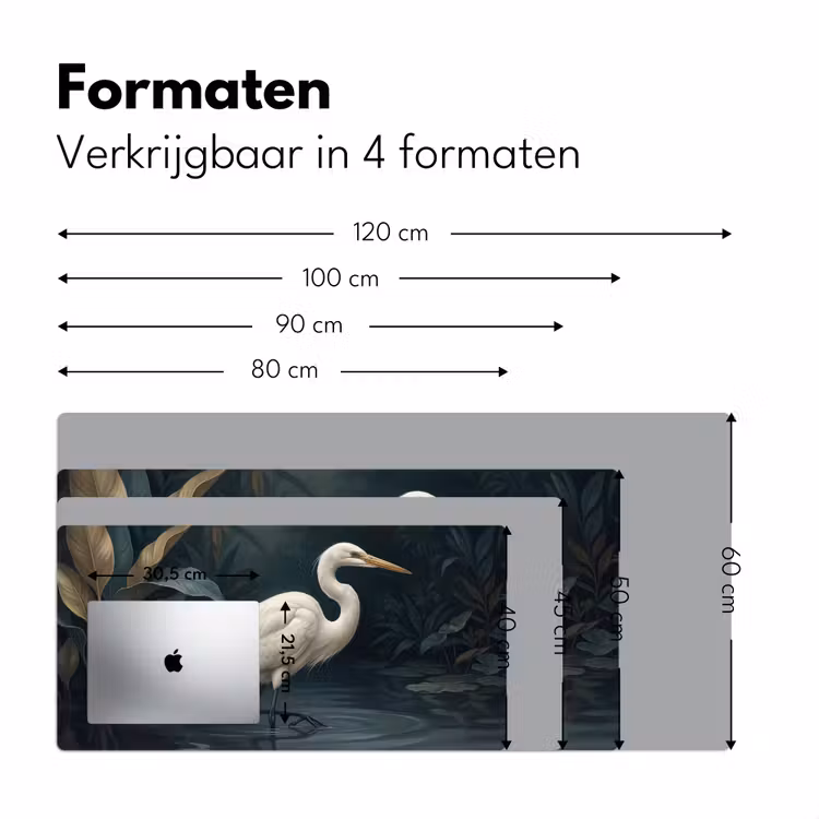 Reiger - Water - Natuur - Modern - Wit Muismat XXL klein -sfeer5