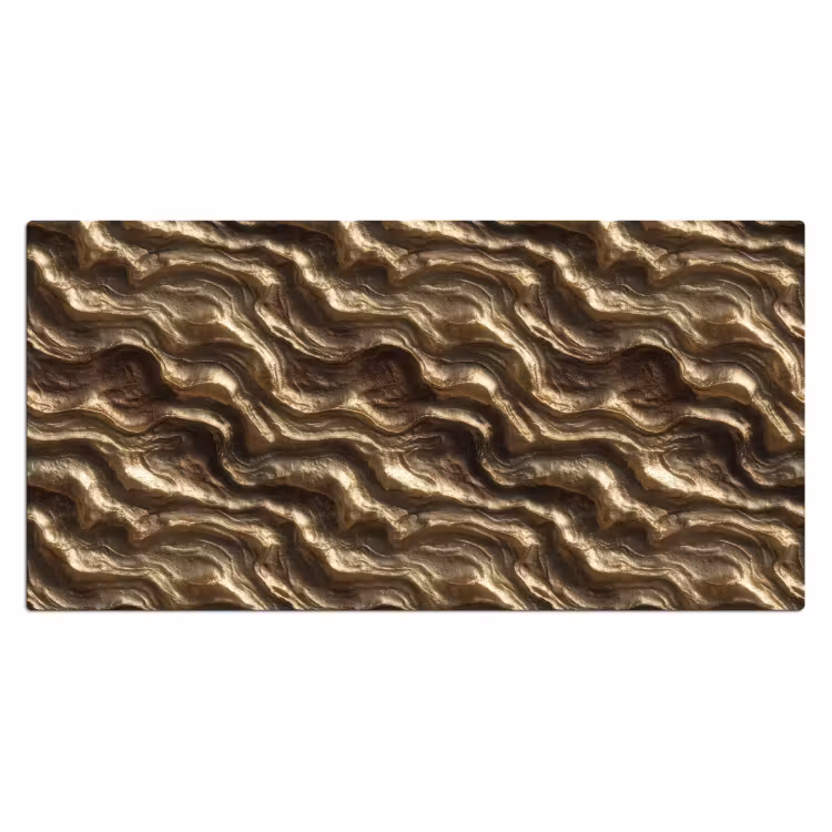 Reliëf - Golven - Abstract - Bronsgoud Muismat XXL klein 681 -3d_leeg
