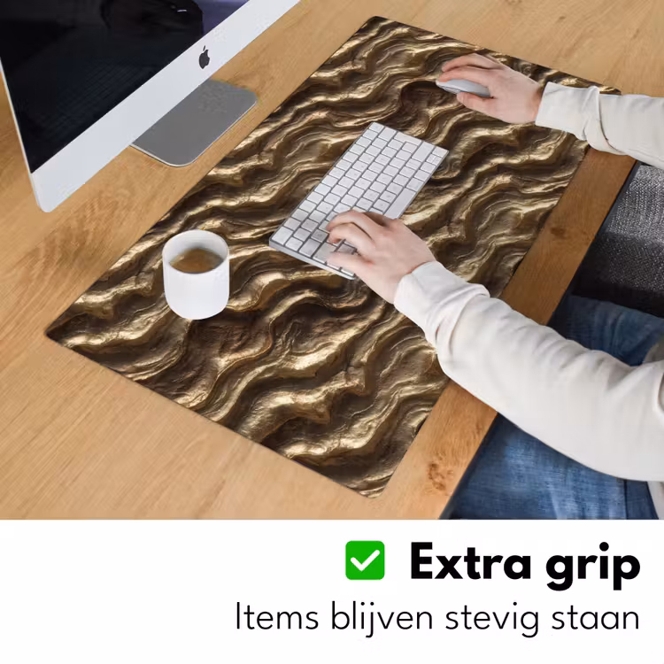 Reliëf - Golven - Abstract - Bronsgoud Muismat XXL klein 681 -sfeer3