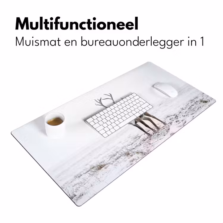 Rendier - Gewei - Sneeuw - Winter Muismat XXL klein -sfeer4